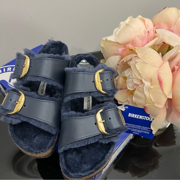 Birkenstock Arizona Big Buckle Shearling Sandals NEW IN BOX Size 39 (US 8) - Picture 4 of 8